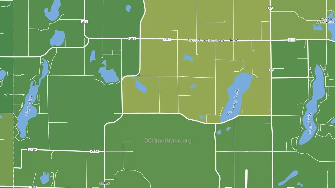 Oxlip, MN Map of Burglary Rates