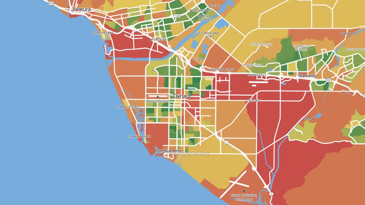 Oxnard, CA Map of Burglary Rates