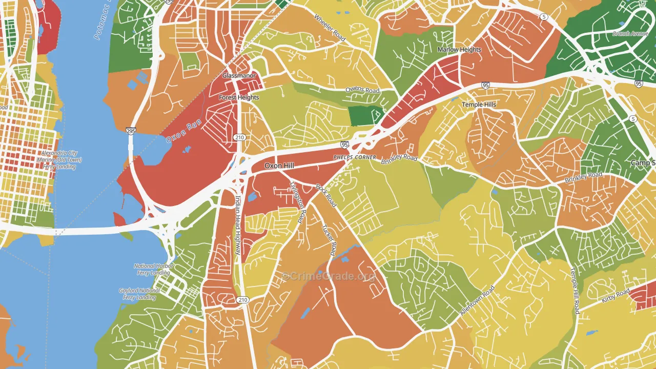 Oxon Hill-Glassmanor, Oxon Hill, MD Map of Burglary Rates