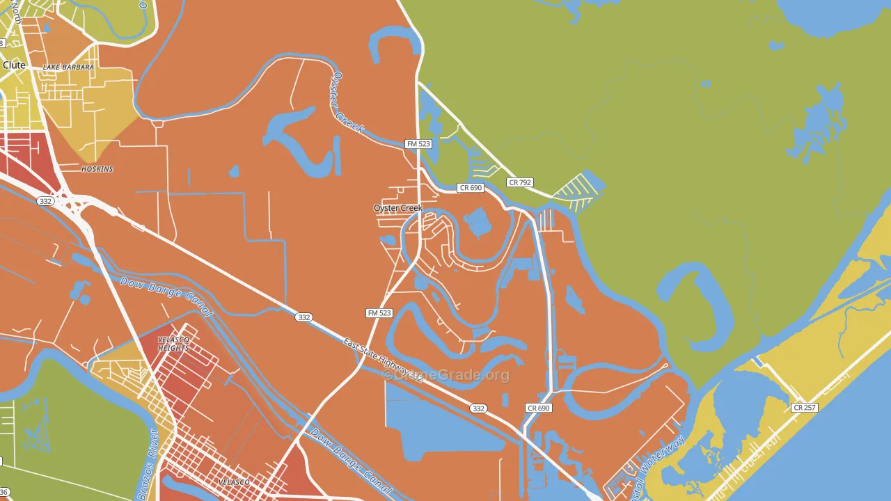 Oyster Creek, TX Map of Burglary Rates