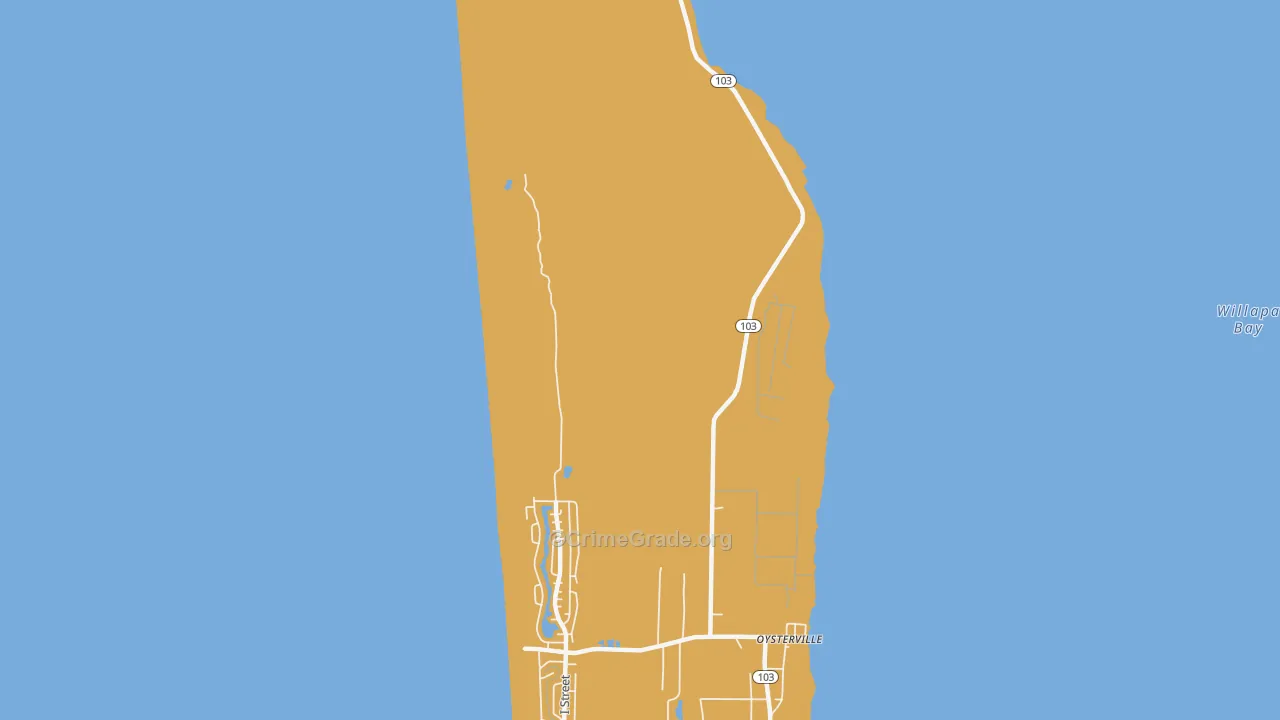 Oysterville, WA Map of Burglary Rates
