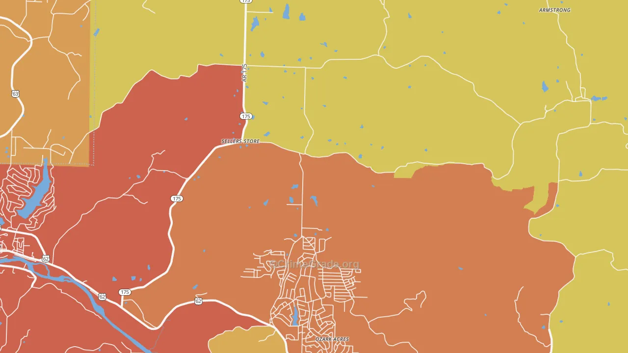 Ozark Acres, AR Map of Burglary Rates