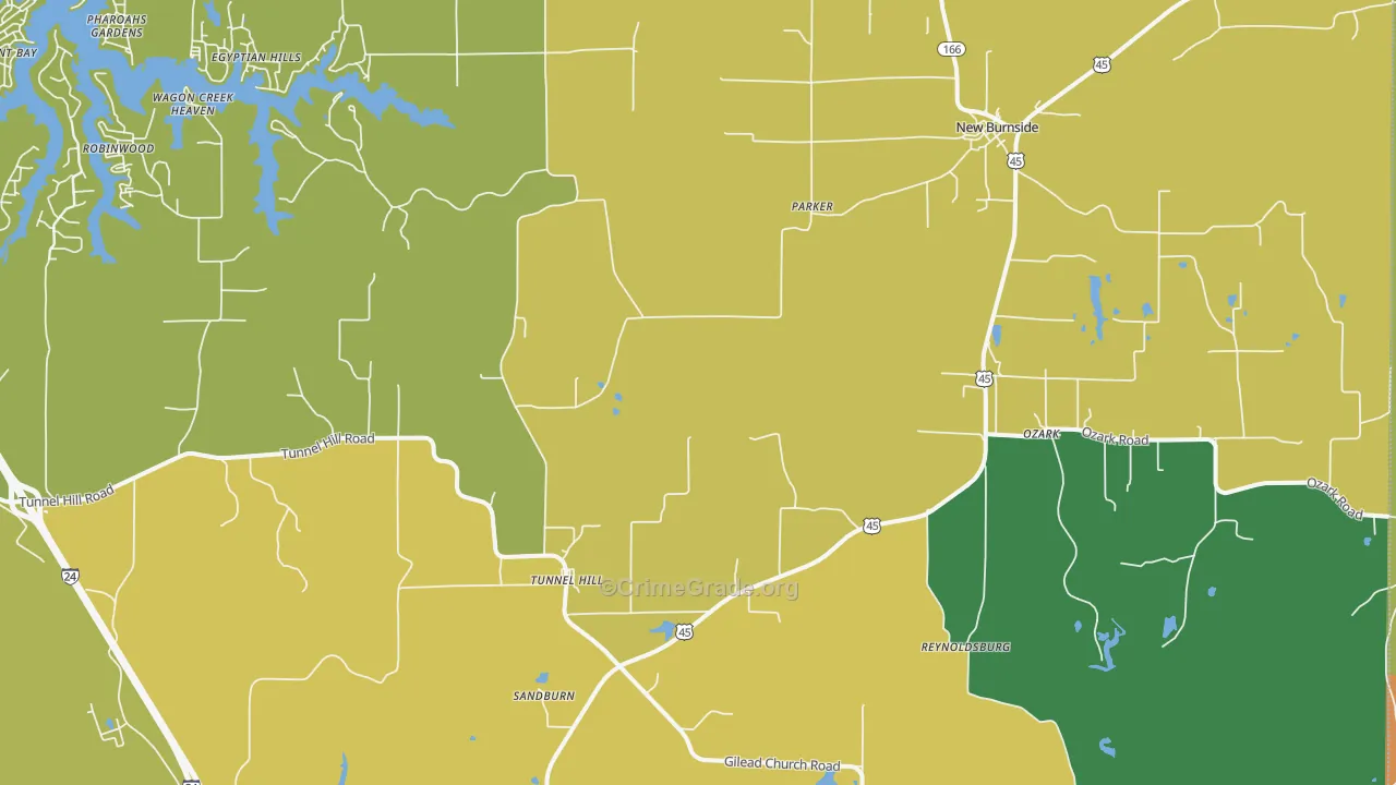 Ozark, IL Map of Burglary Rates