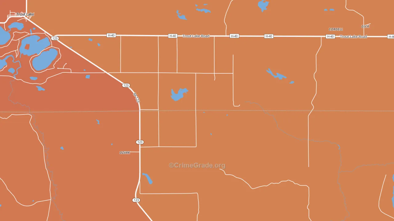 Ozark, MI Map of Burglary Rates