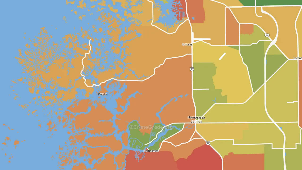 Ozello, FL Map of Burglary Rates