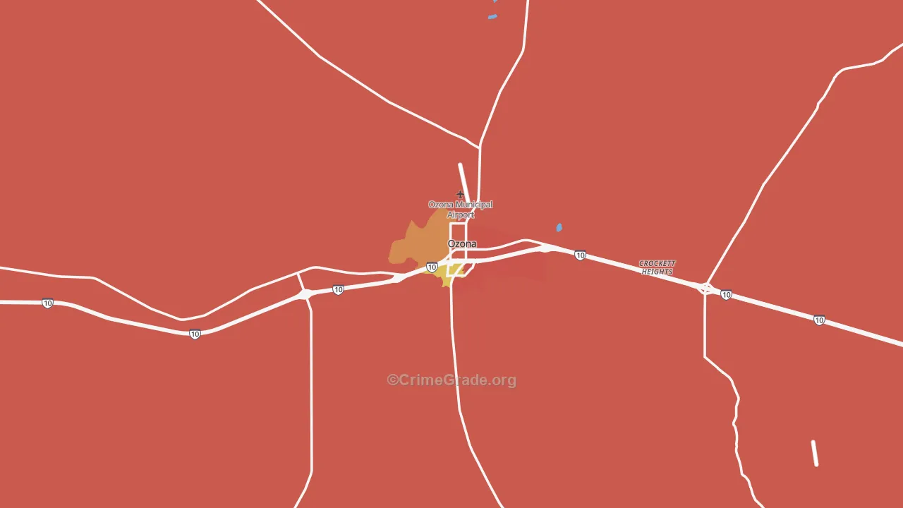 Ozona, TX Map of Burglary Rates