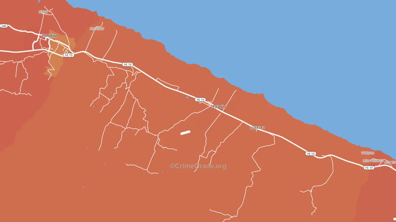Paauilo, HI Map of Burglary Rates