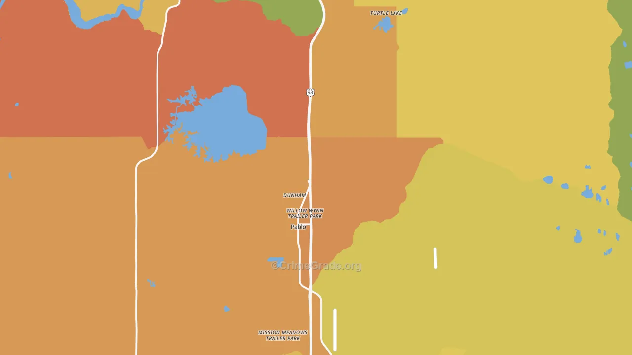 Pablo, MT Map of Burglary Rates