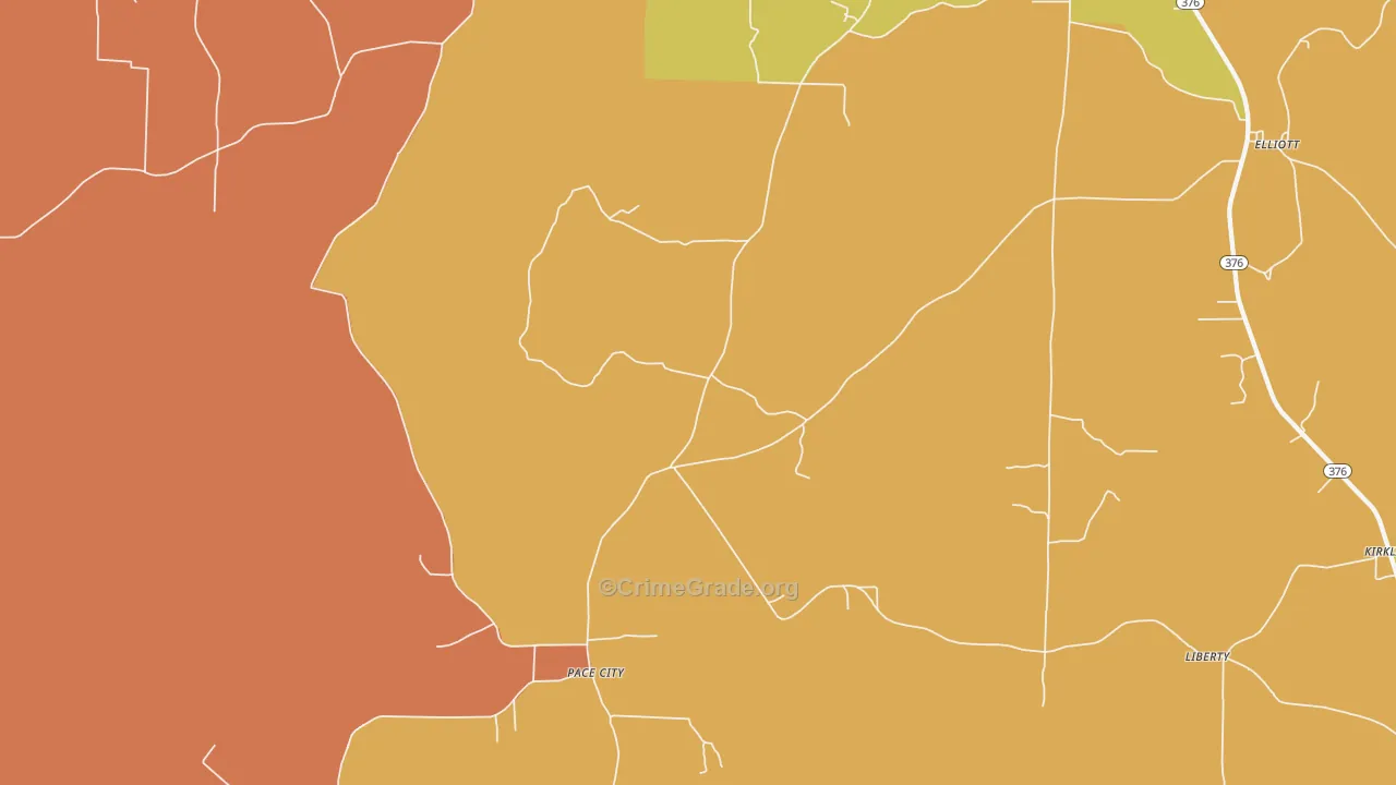 Pace City, AR Map of Burglary Rates