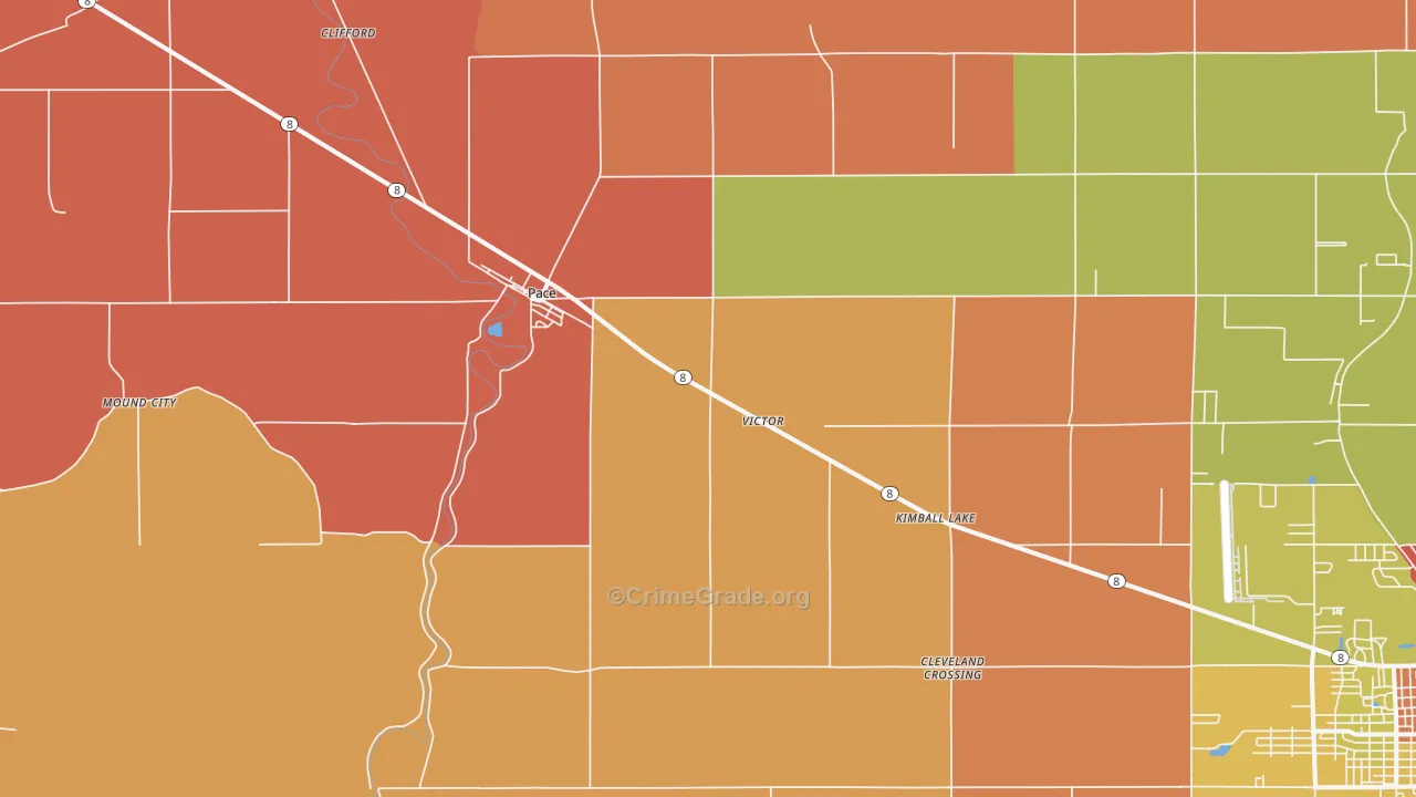 Pace, MS Map of Burglary Rates