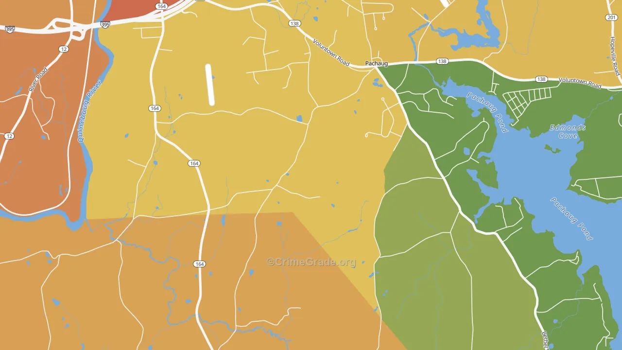 Pachaug, CT Map of Burglary Rates