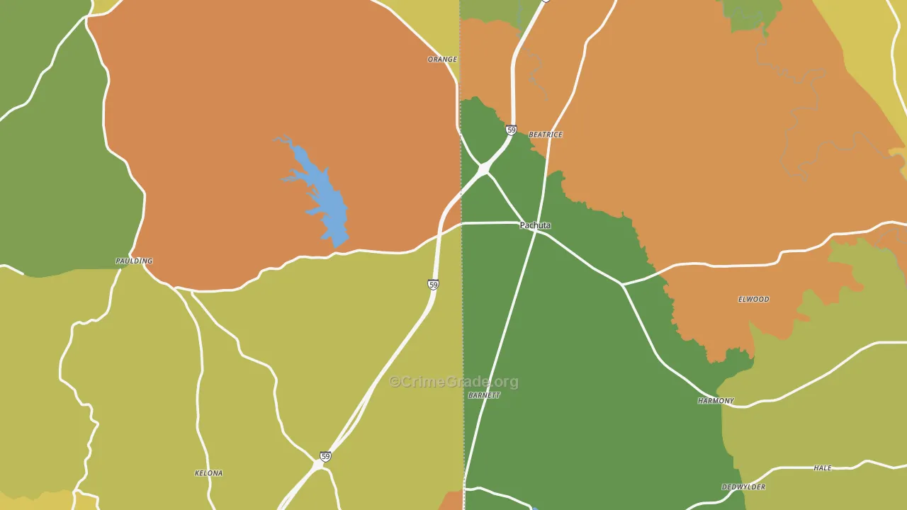 Pachuta, MS Map of Burglary Rates