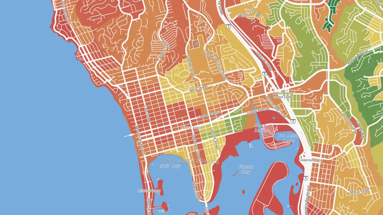 Pacific Beach, San Diego, CA Map of Burglary Rates
