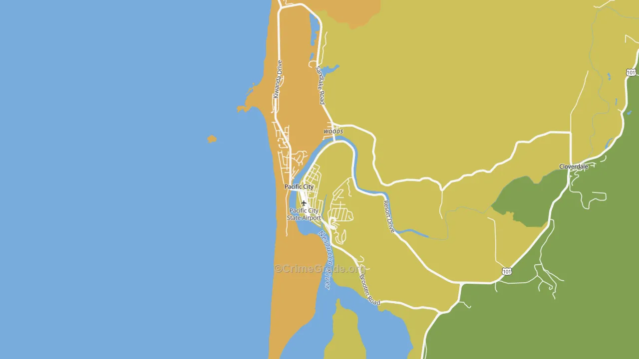 Pacific City, OR Map of Burglary Rates