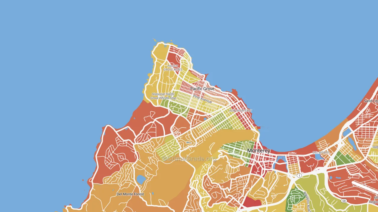Pacific Grove, CA Map of Burglary Rates