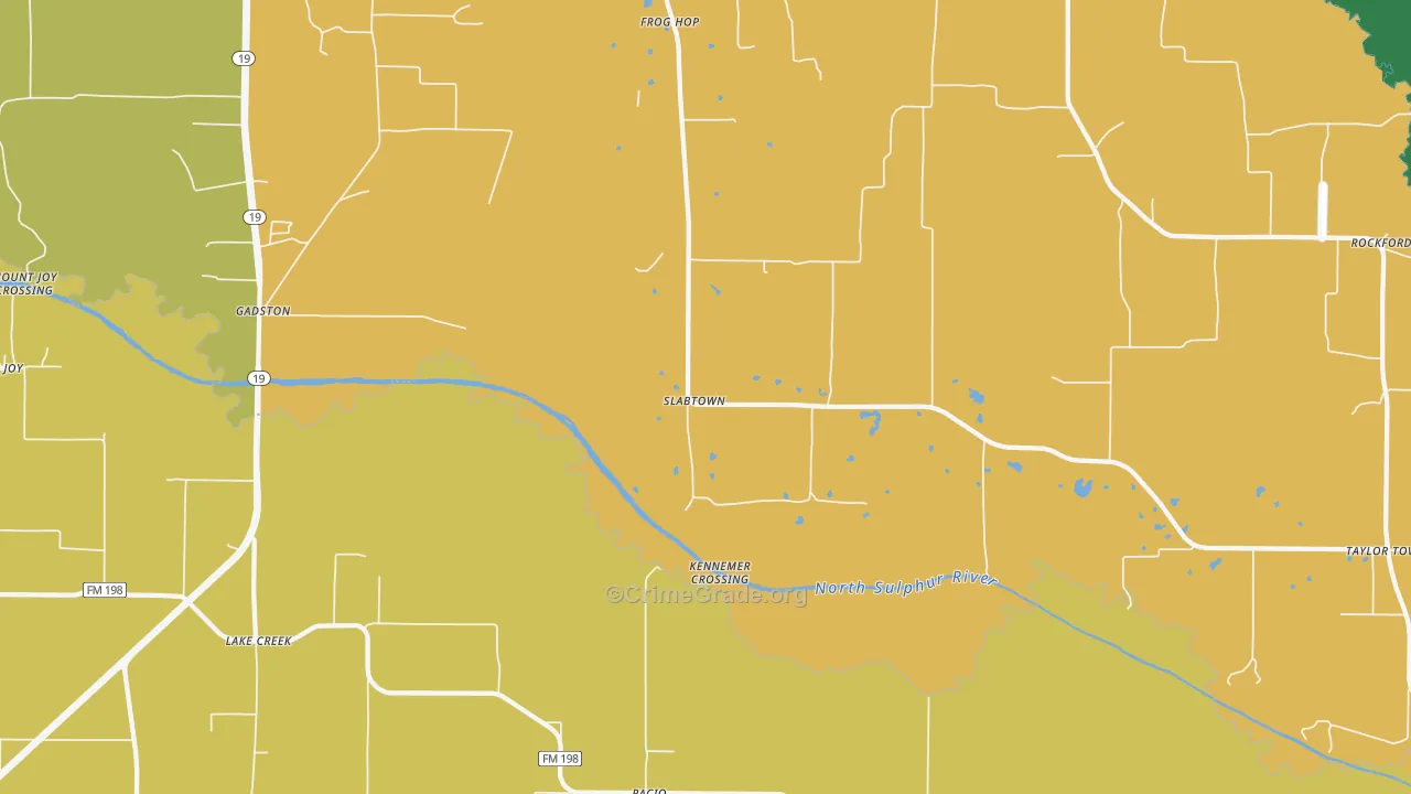 Pacio, TX Map of Burglary Rates