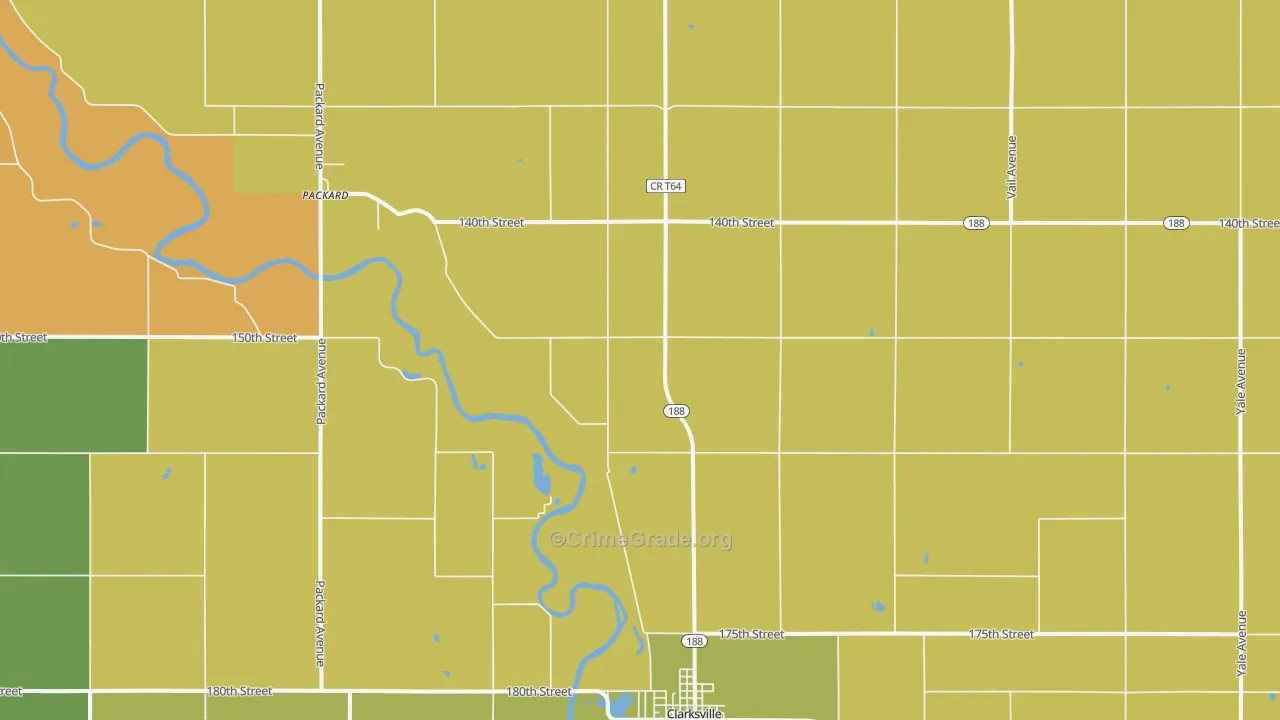 Packard, IA Map of Burglary Rates
