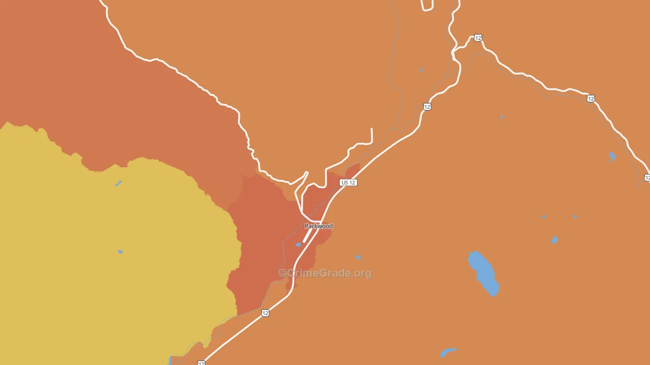 Packwood, WA Map of Burglary Rates