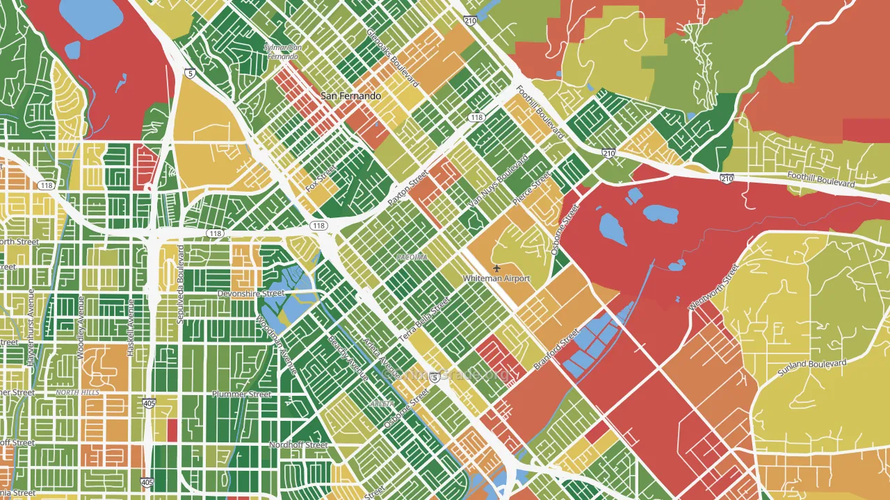 Pacoima, CA Map of Burglary Rates