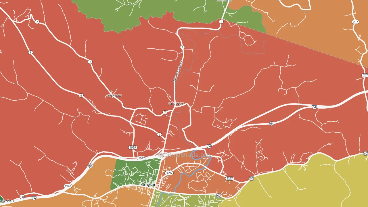 Pactolus, KY Map of Burglary Rates