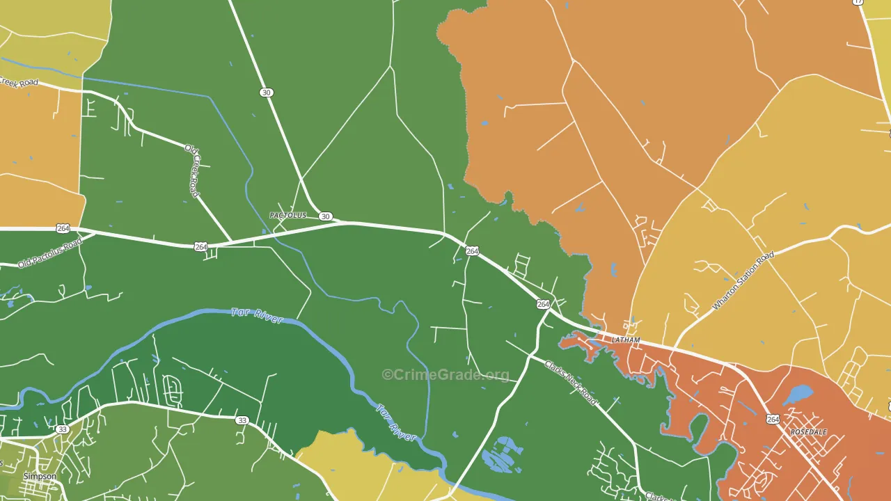 Pactolus, NC Map of Burglary Rates