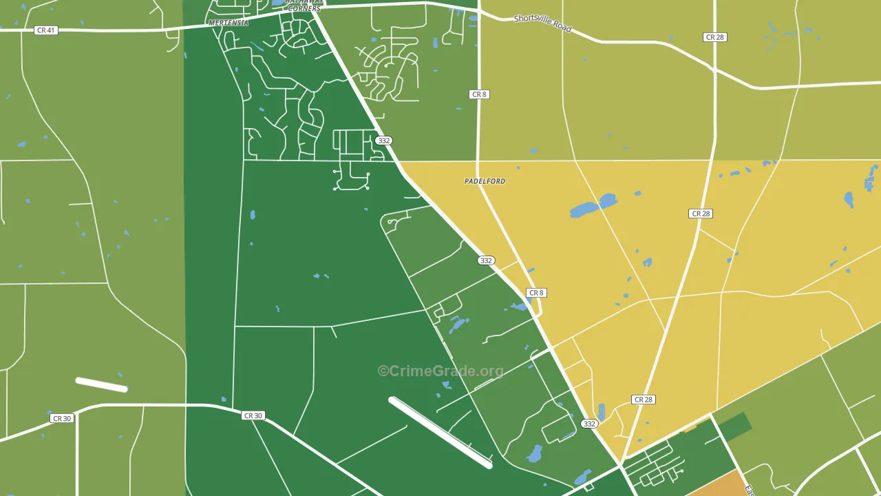 Padelford, NY Map of Burglary Rates