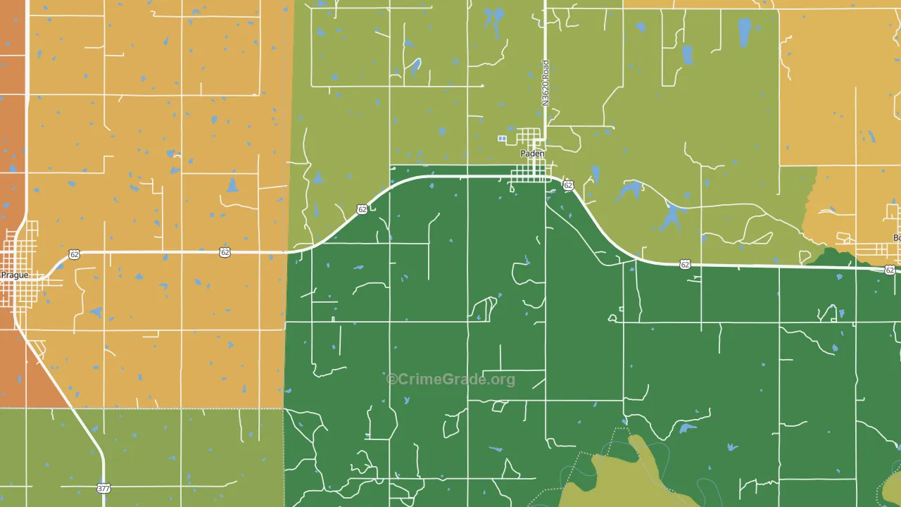 Paden, OK Map of Burglary Rates