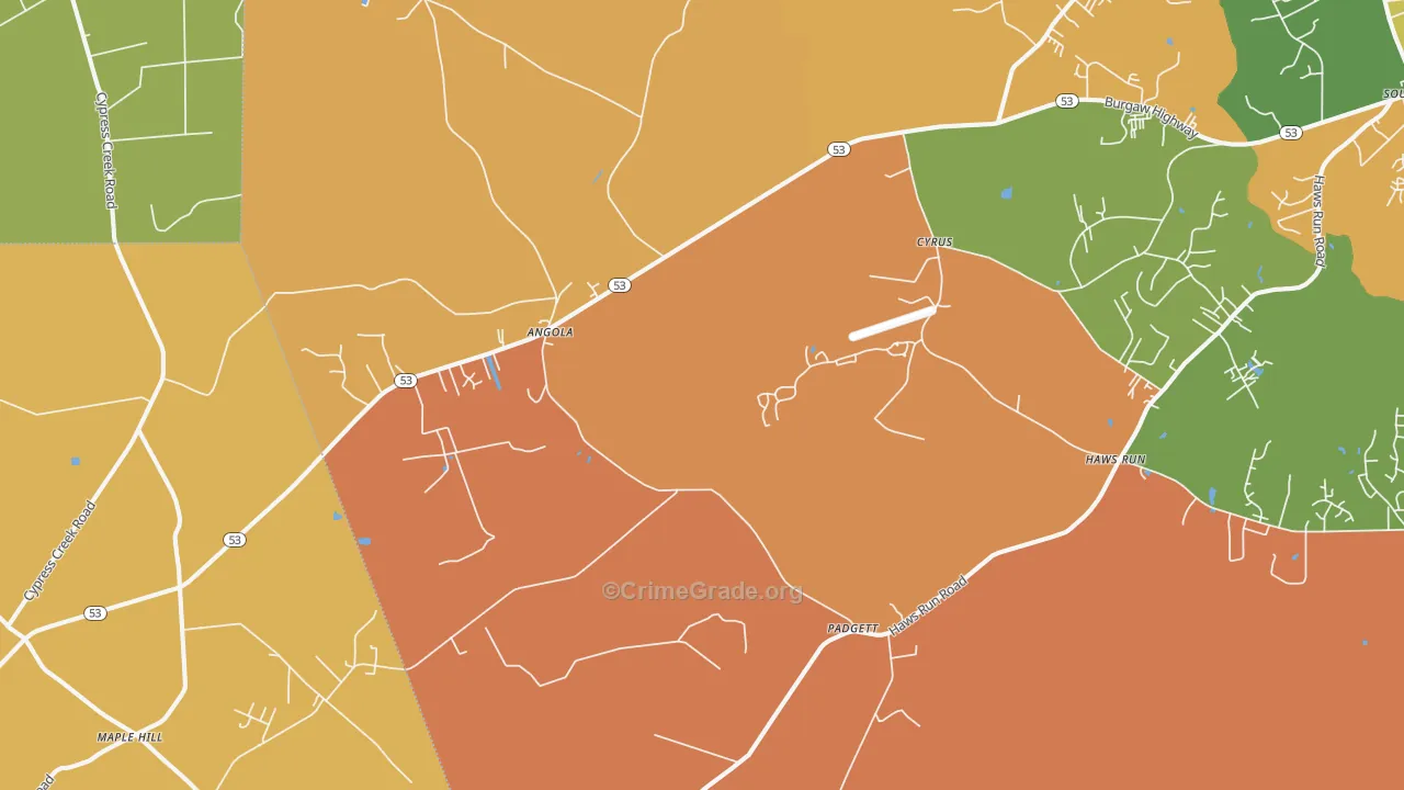 Padgett, NC Map of Burglary Rates