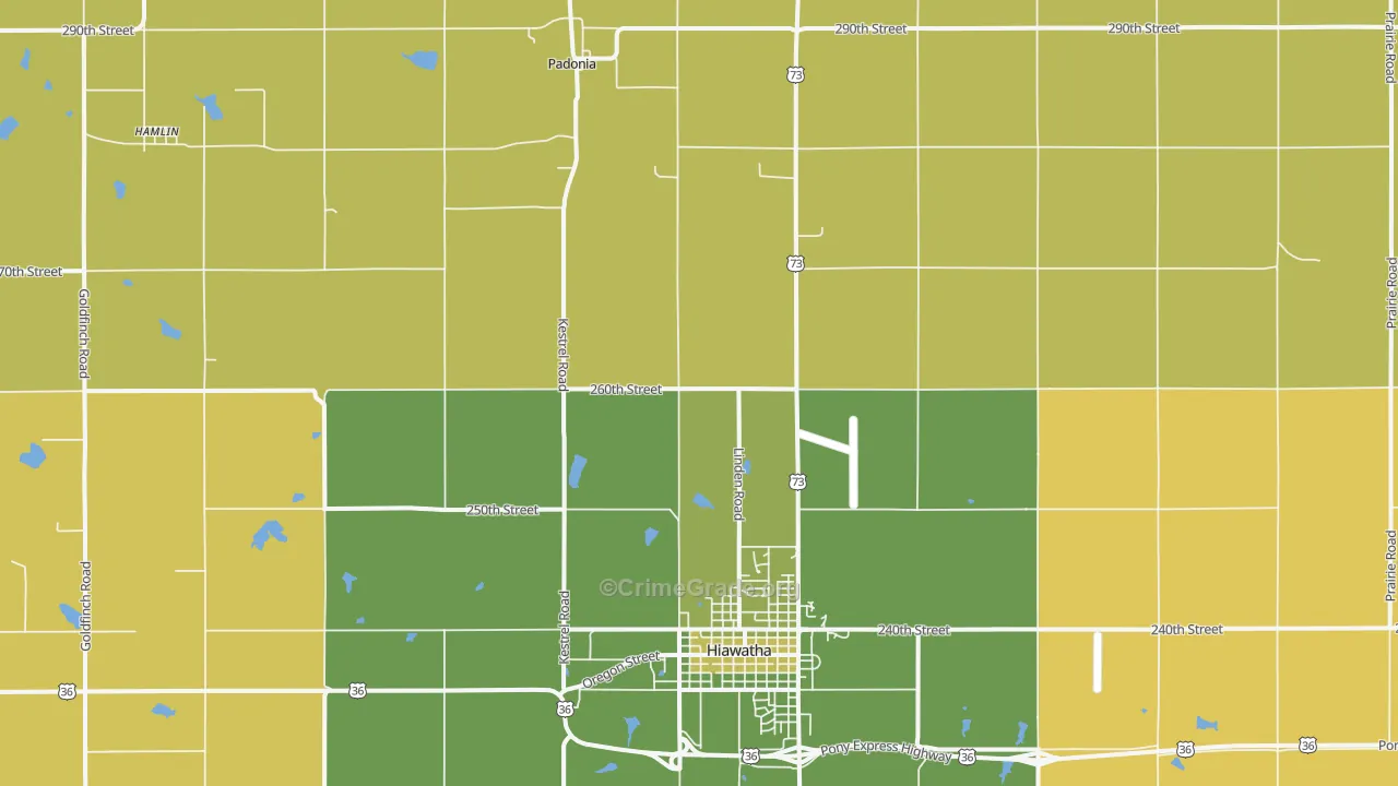Padonia, KS Map of Burglary Rates