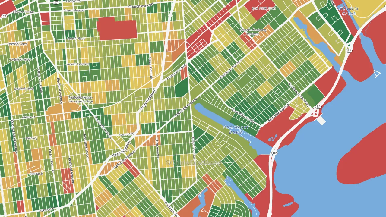 Paerdegat, Brooklyn, NY Map of Burglary Rates