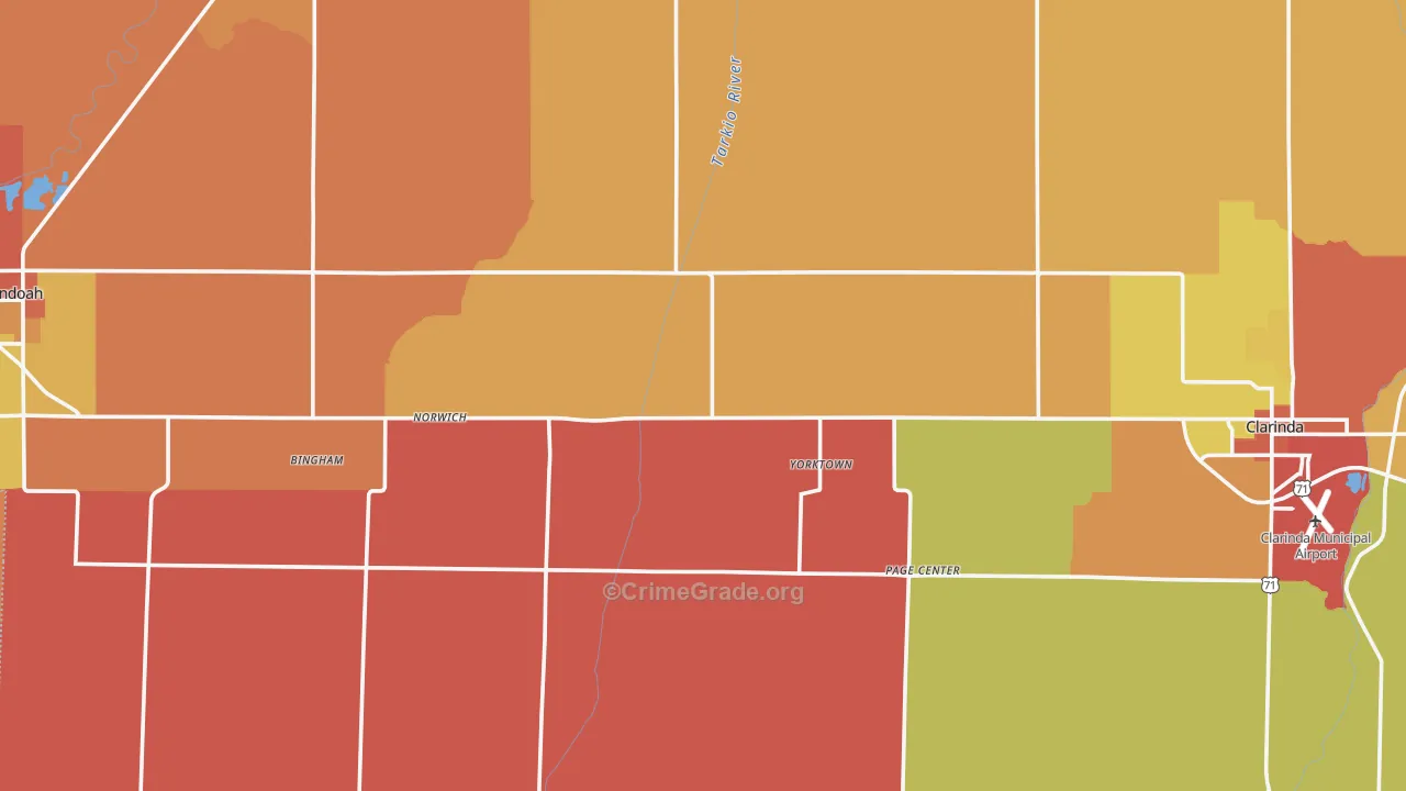Page County, IA Map of Burglary Rates