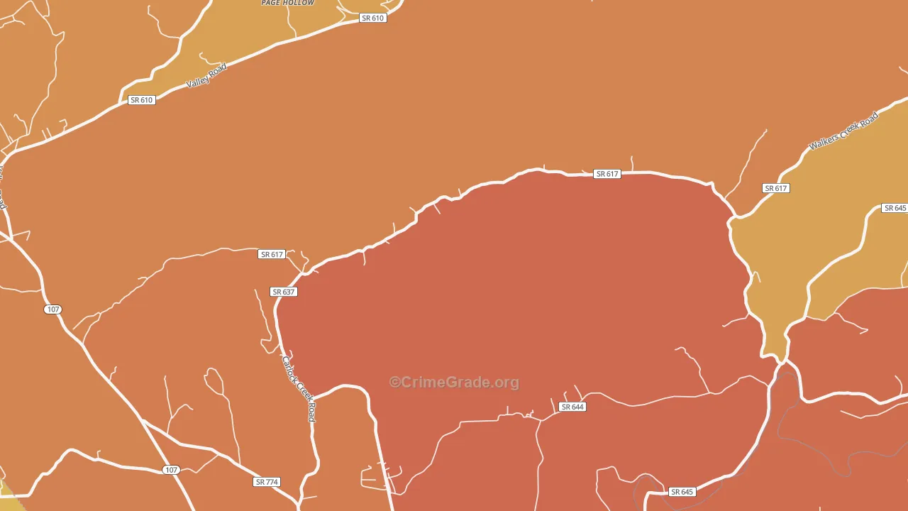 Page Hollow, VA Map of Burglary Rates