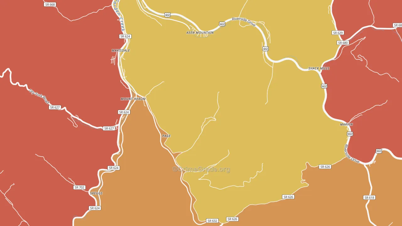Page, VA Map of Burglary Rates