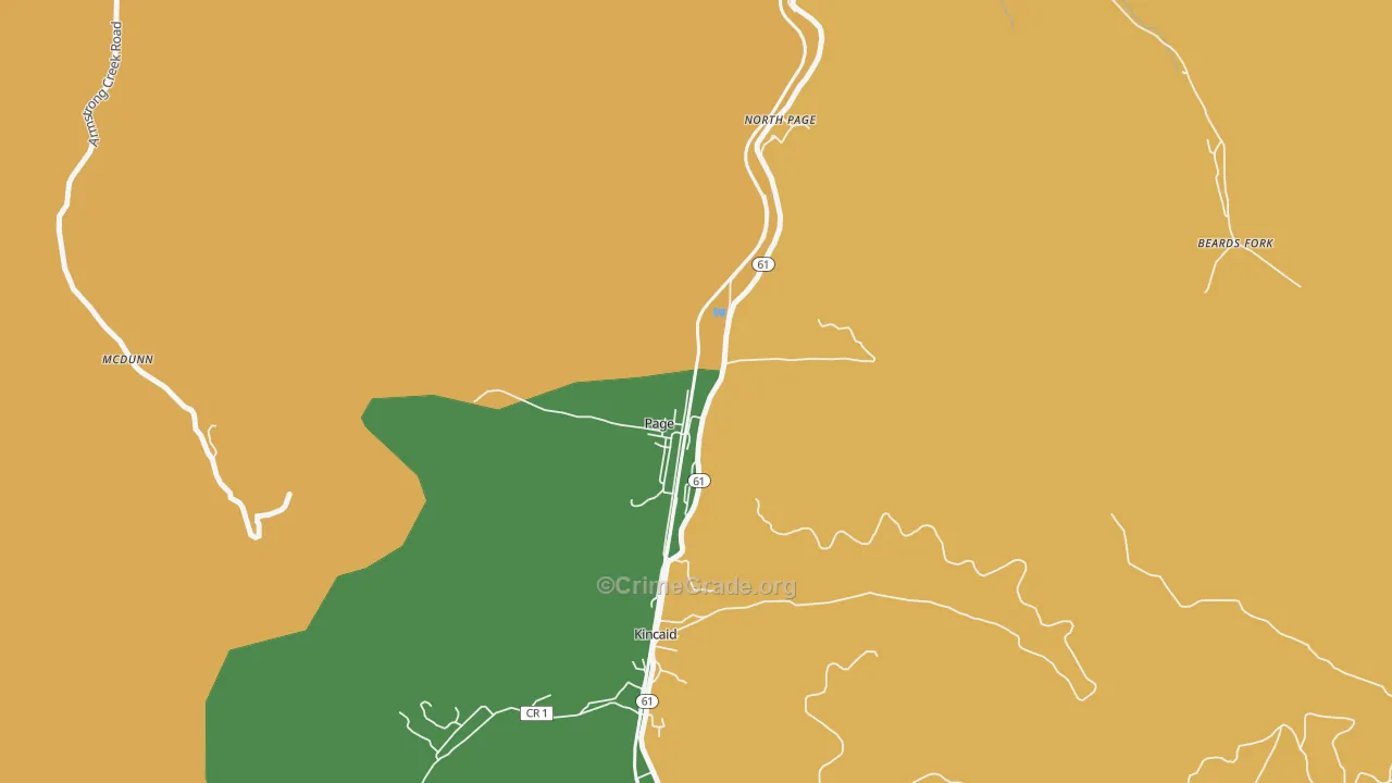 Page, WV Map of Burglary Rates
