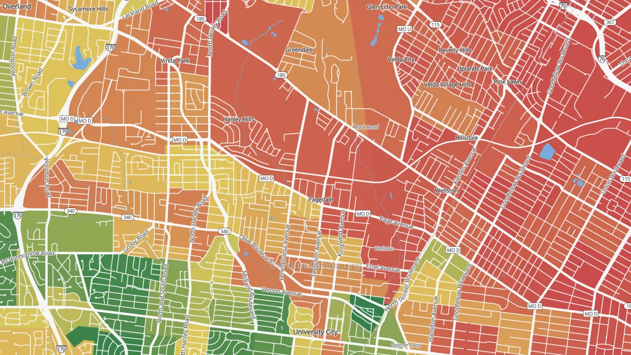 Pagedale, MO Map of Burglary Rates