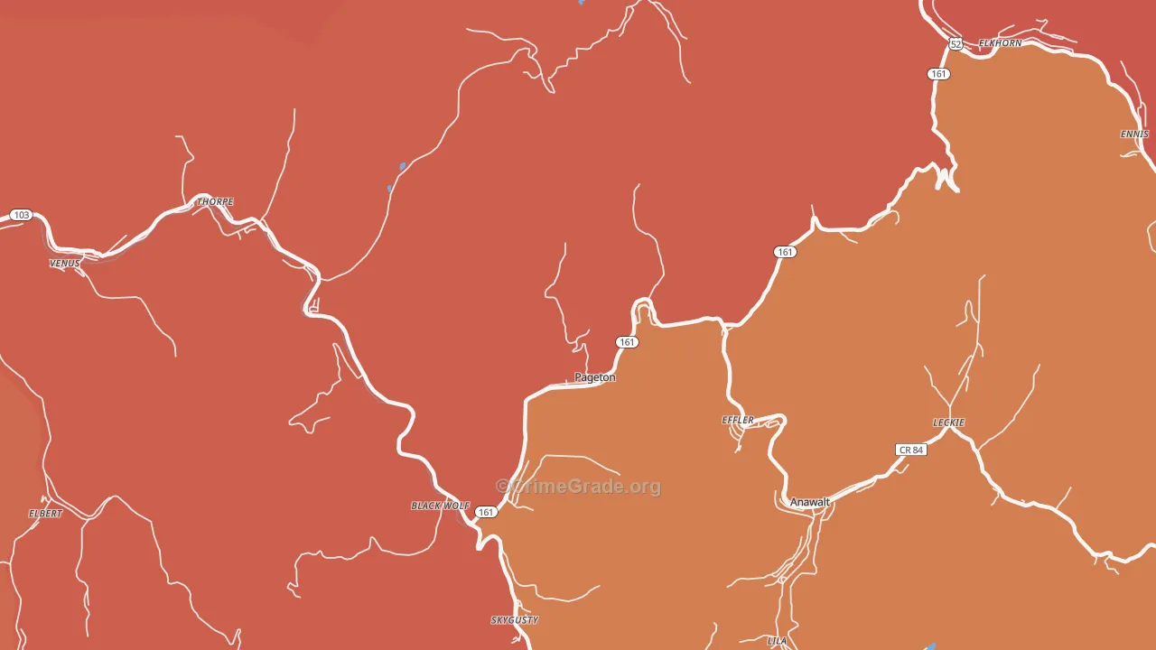 Pageton, WV Map of Burglary Rates