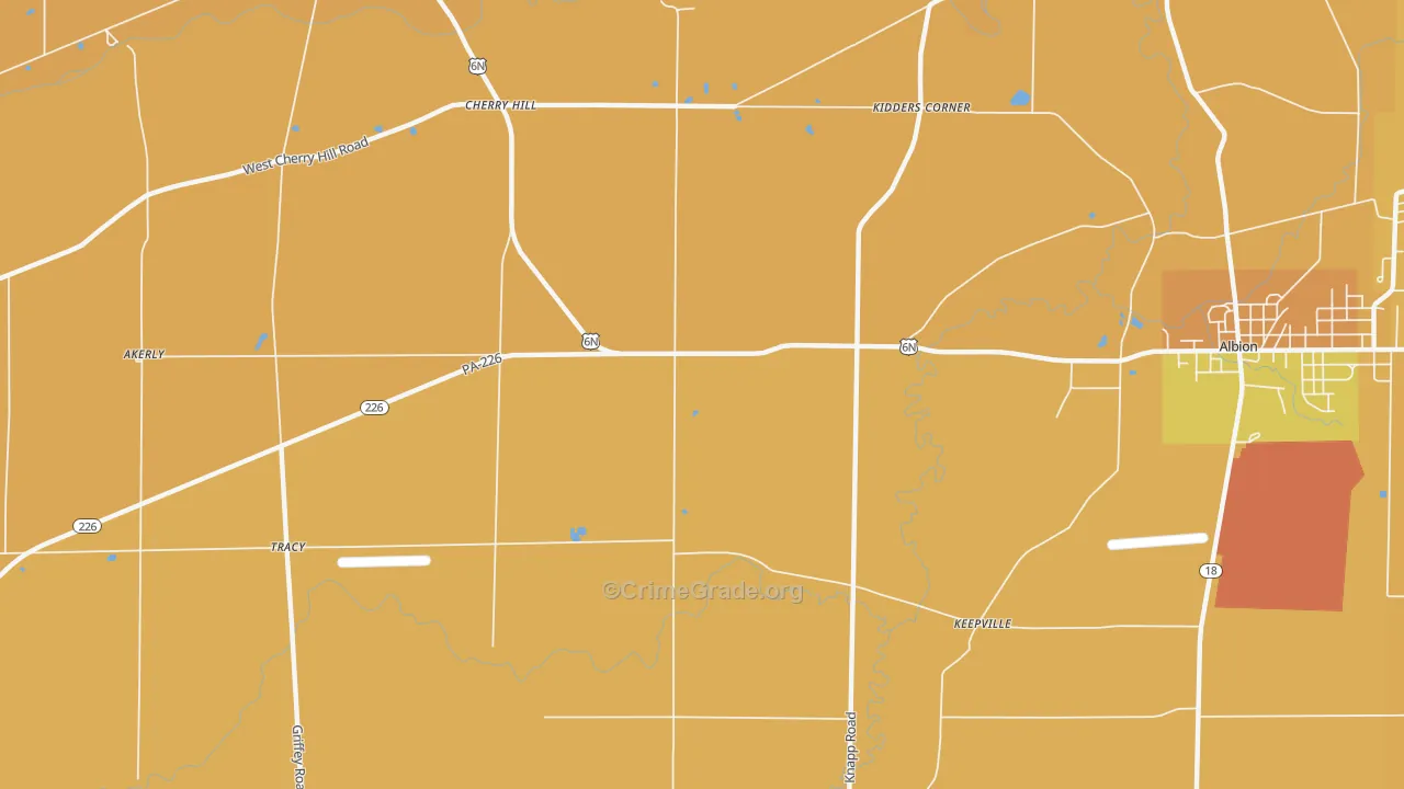 Pageville, PA Map of Burglary Rates