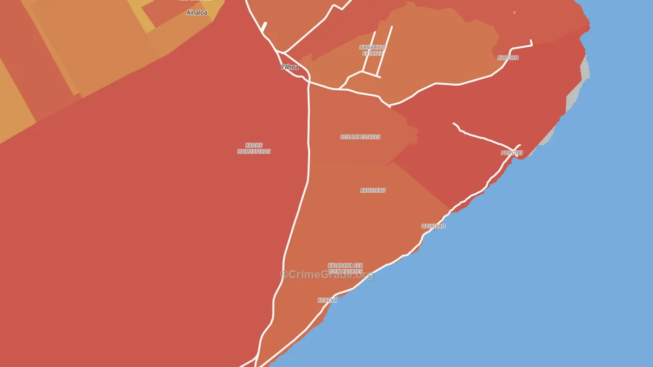 Pahoa, HI Map of Burglary Rates