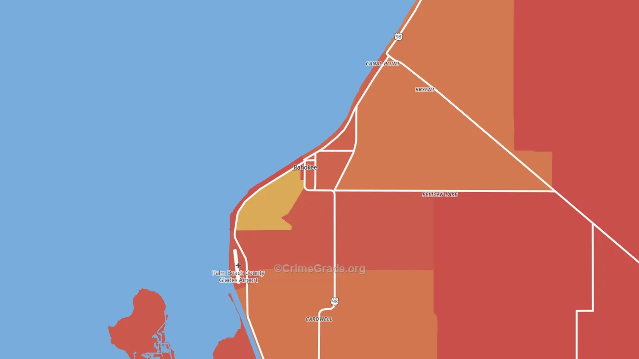 Pahokee, FL Map of Burglary Rates