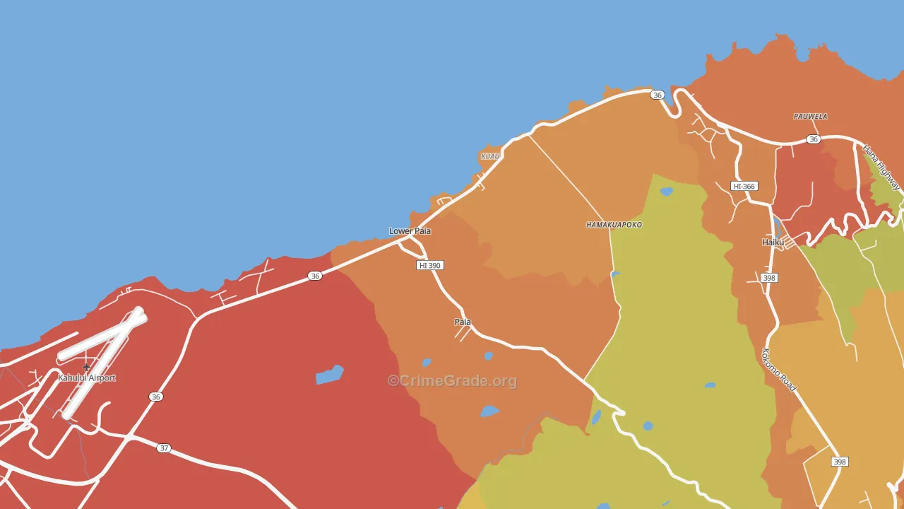 Paia, HI Map of Burglary Rates