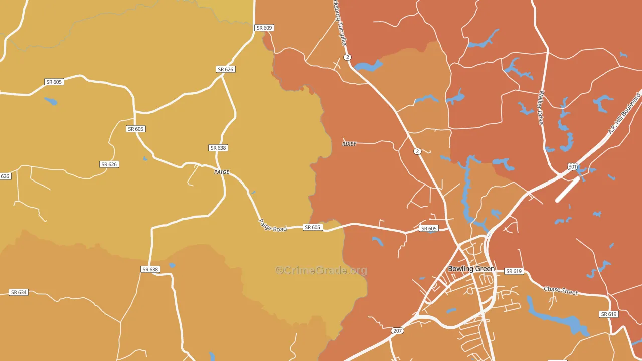 Paige, VA Map of Burglary Rates
