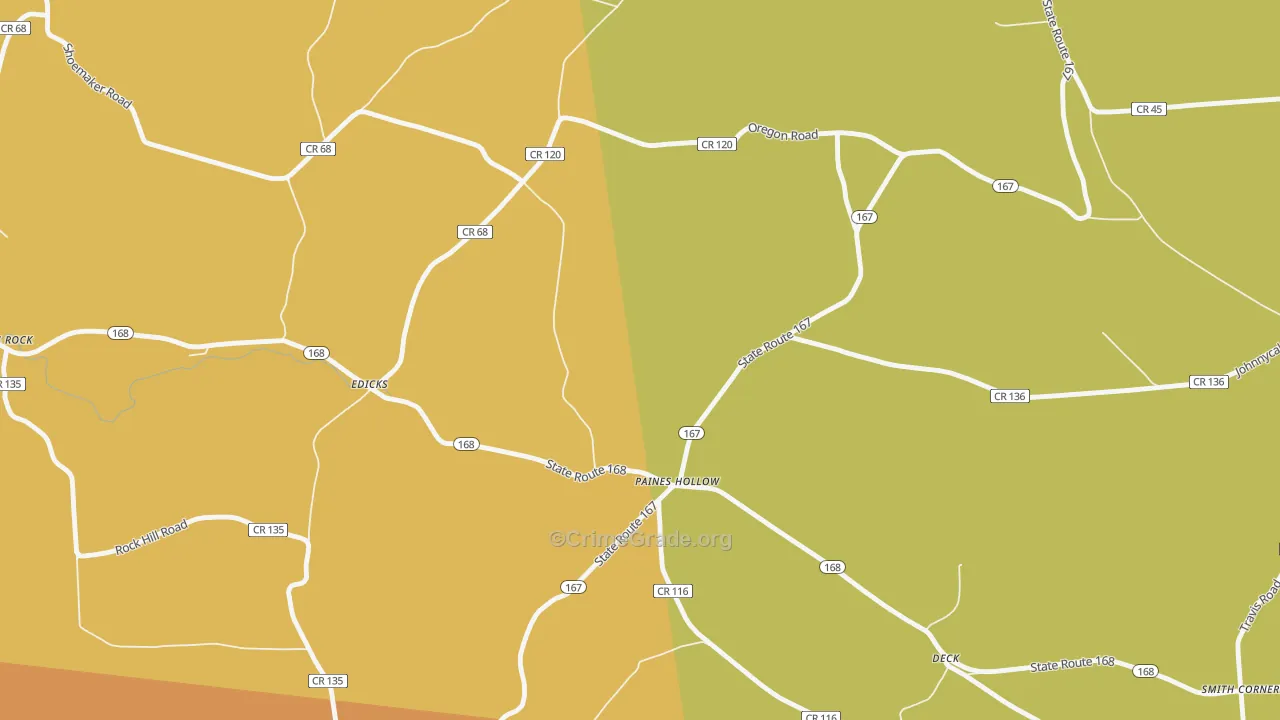 Paines Hollow, NY Map of Burglary Rates