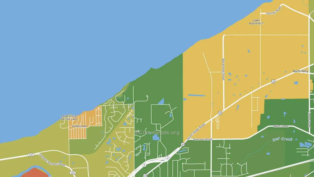 Painesville on the Lake, OH Map of Burglary Rates