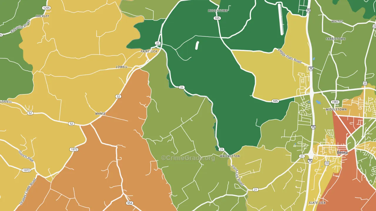 Paint Lick, KY Map of Burglary Rates