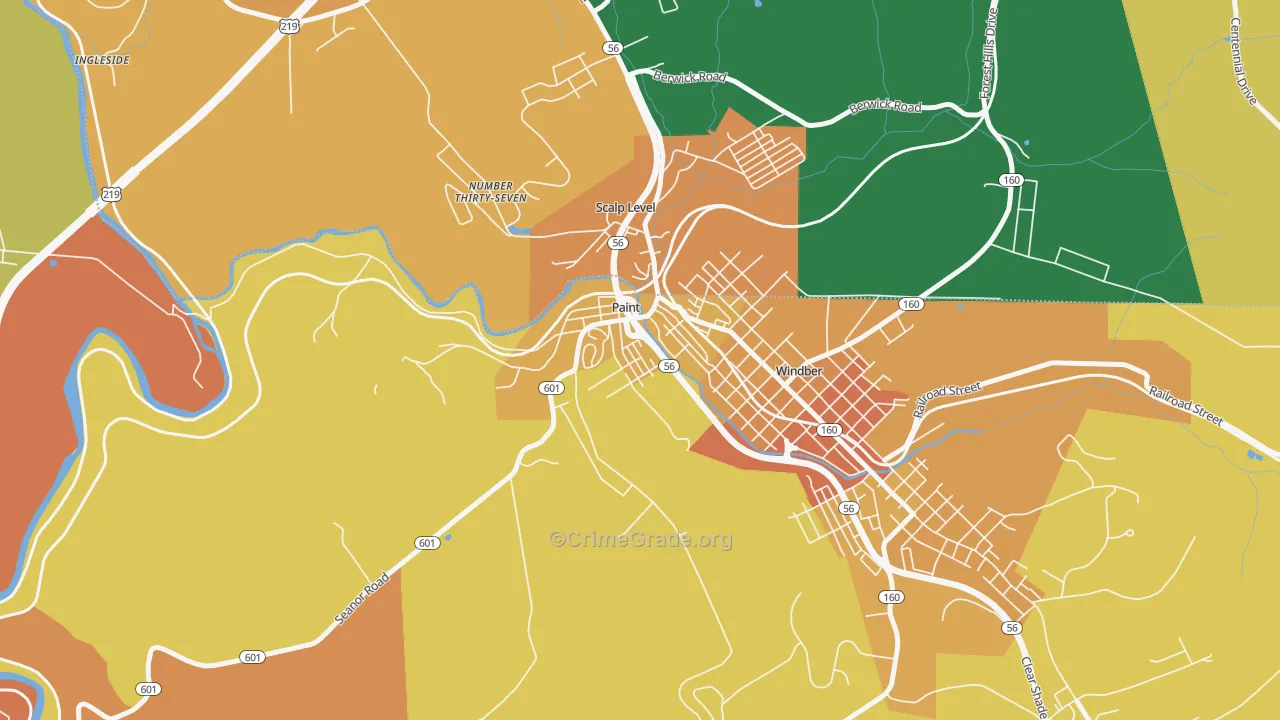 Paint, PA Map of Burglary Rates