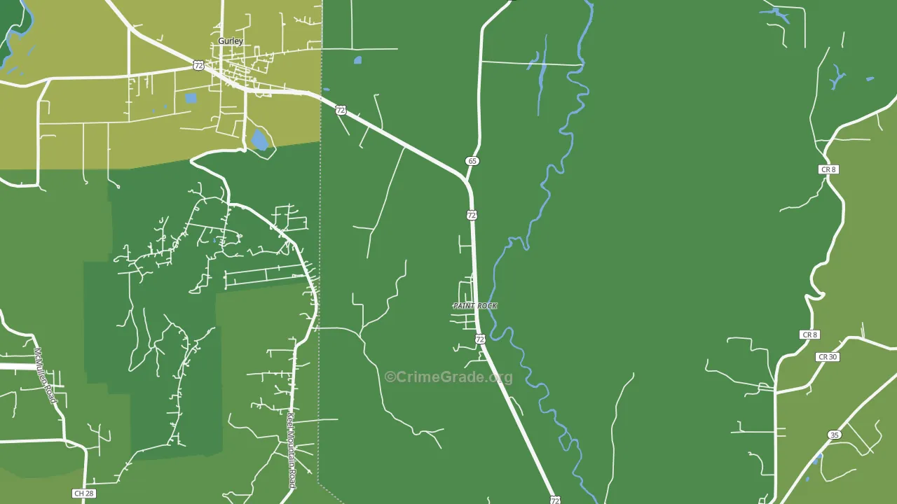 Paint Rock, AL Map of Burglary Rates