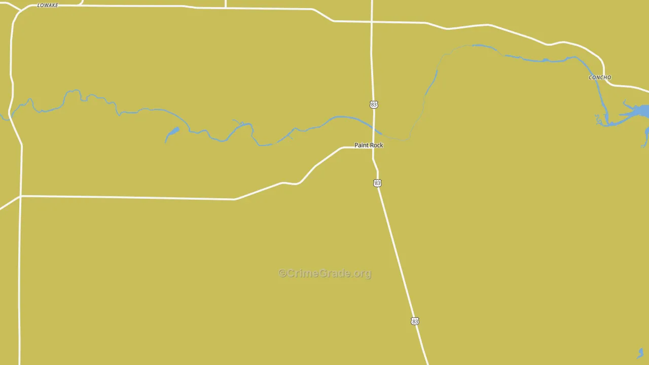 Paint Rock, TX Map of Burglary Rates