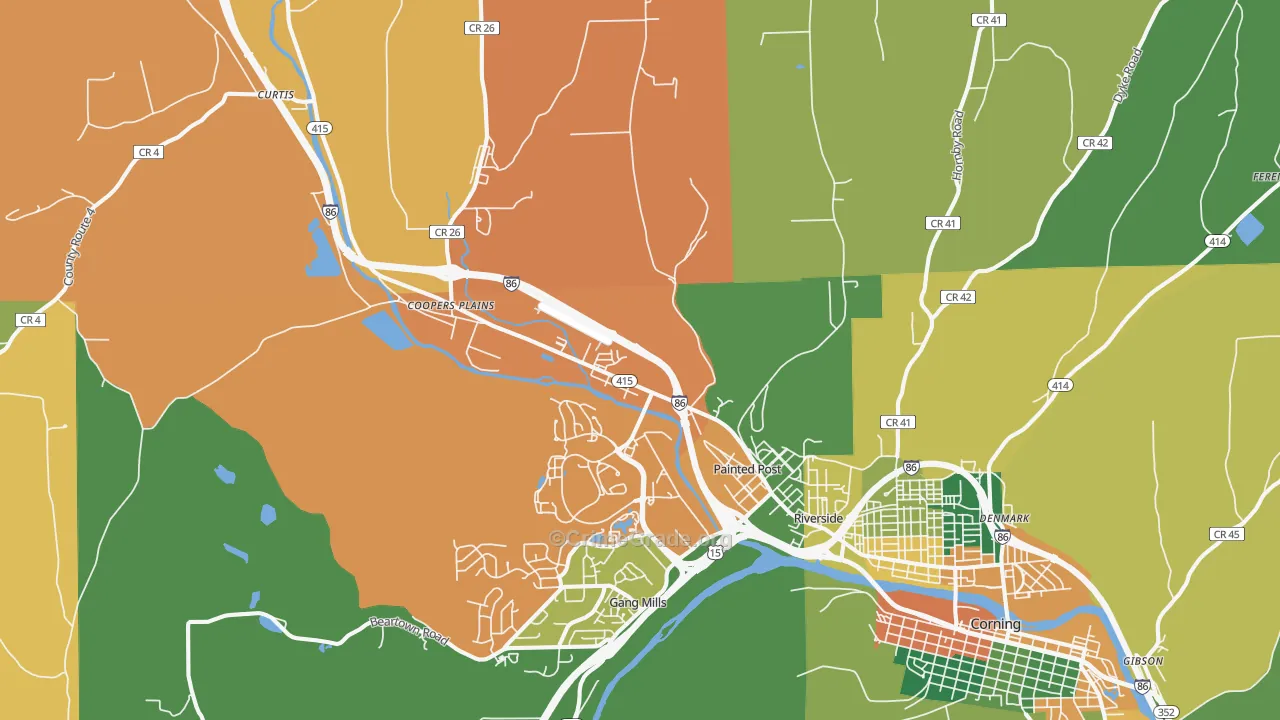 Painted Post, NY Map of Burglary Rates