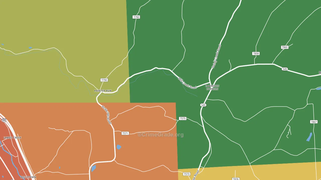 Painter Run, PA Map of Burglary Rates