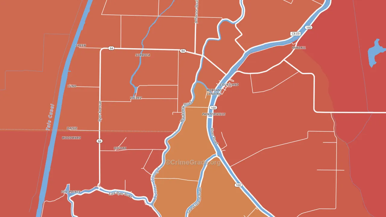 Paintersville, CA Map of Burglary Rates